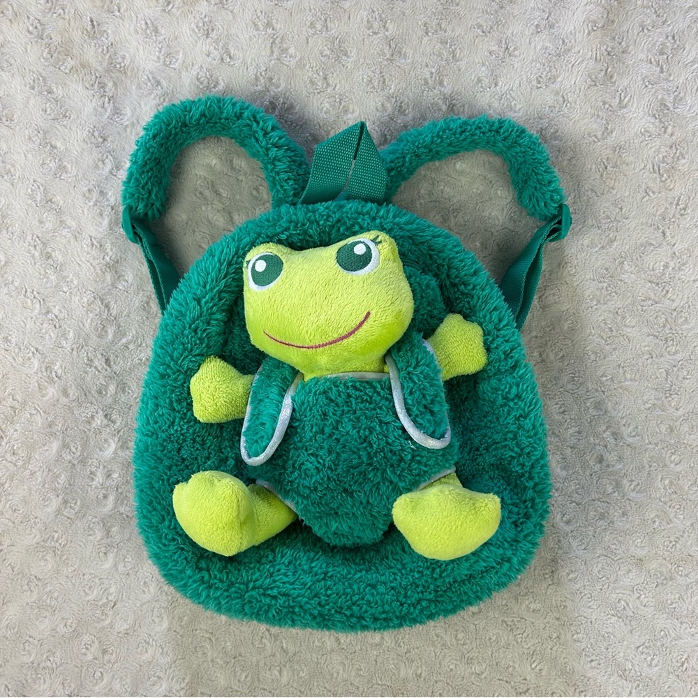 Capelli Kids Mini Toddler Frog Backpack Plush Stuffed Animal Green Fuzzy